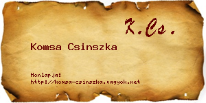 Komsa Csinszka névjegykártya
